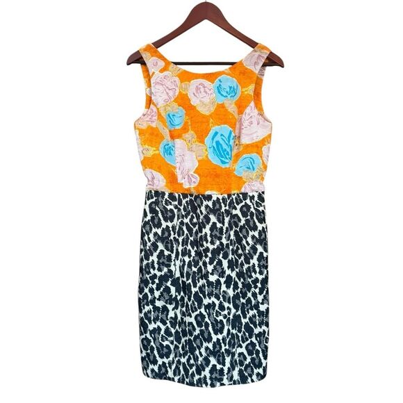 Plenty by Tracy Reese Dresses & Skirts - Plenty by Tracy Reese Orange Blue Black Floral Top Animal Print Skirt Dress sz 6